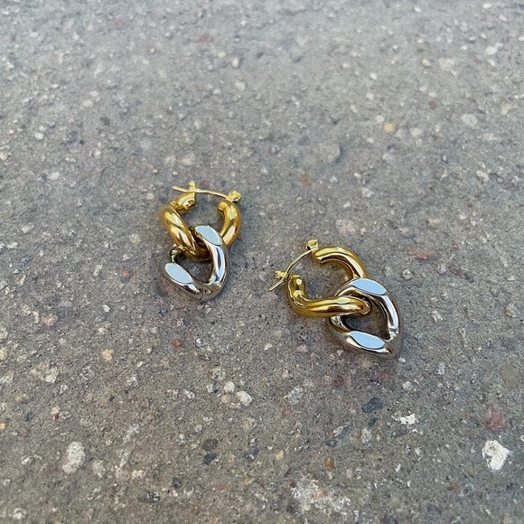 Chain Hoop Earrings - Picture 3 of 5